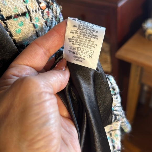 Gorgeous NWT Eva Franco Women's Black and White Sequined Tweed Jacket Lined - Picture 12 of 15